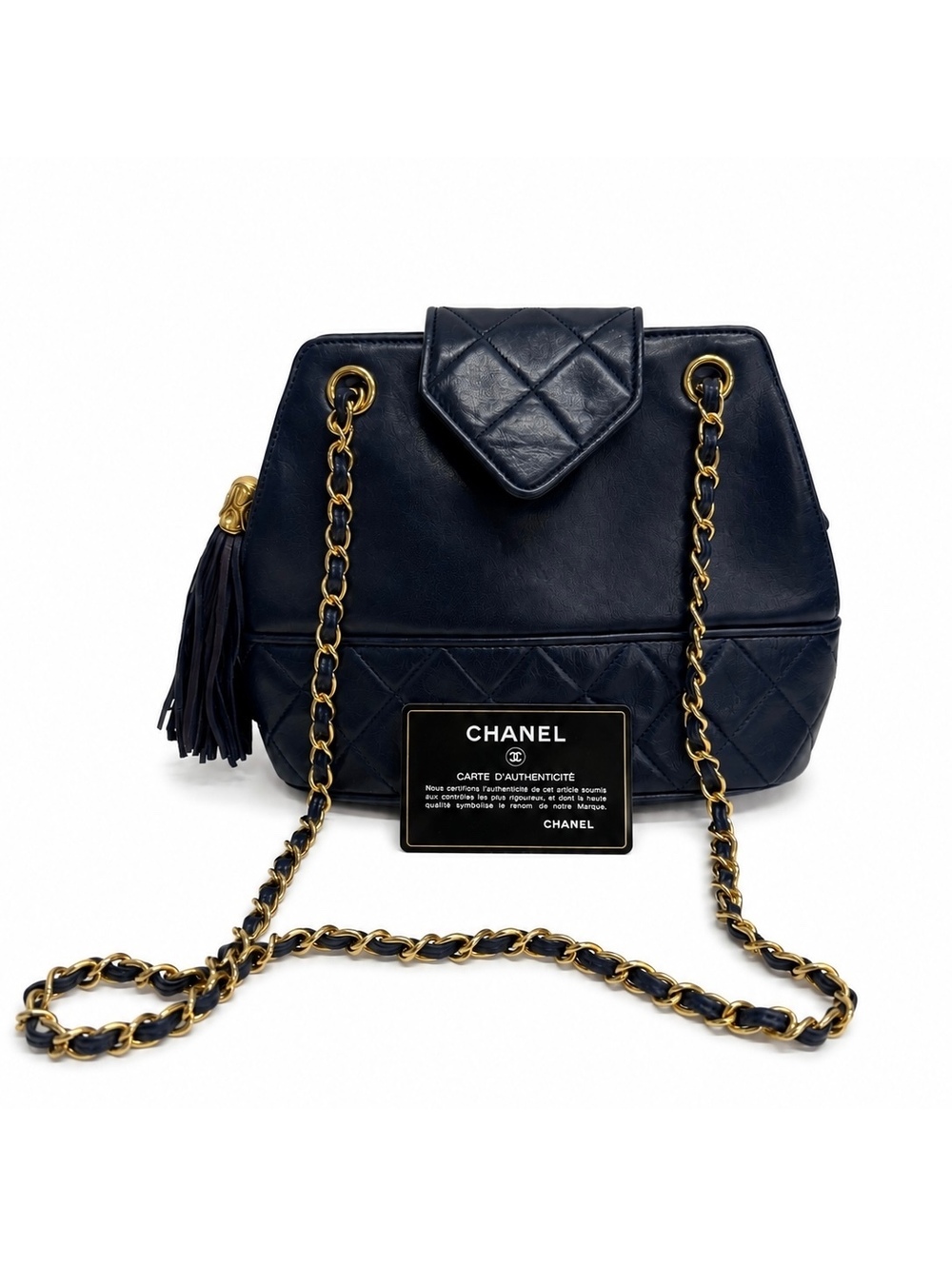 Chanel Vintage Dark Navy Quilted Leather Shoulder Bag